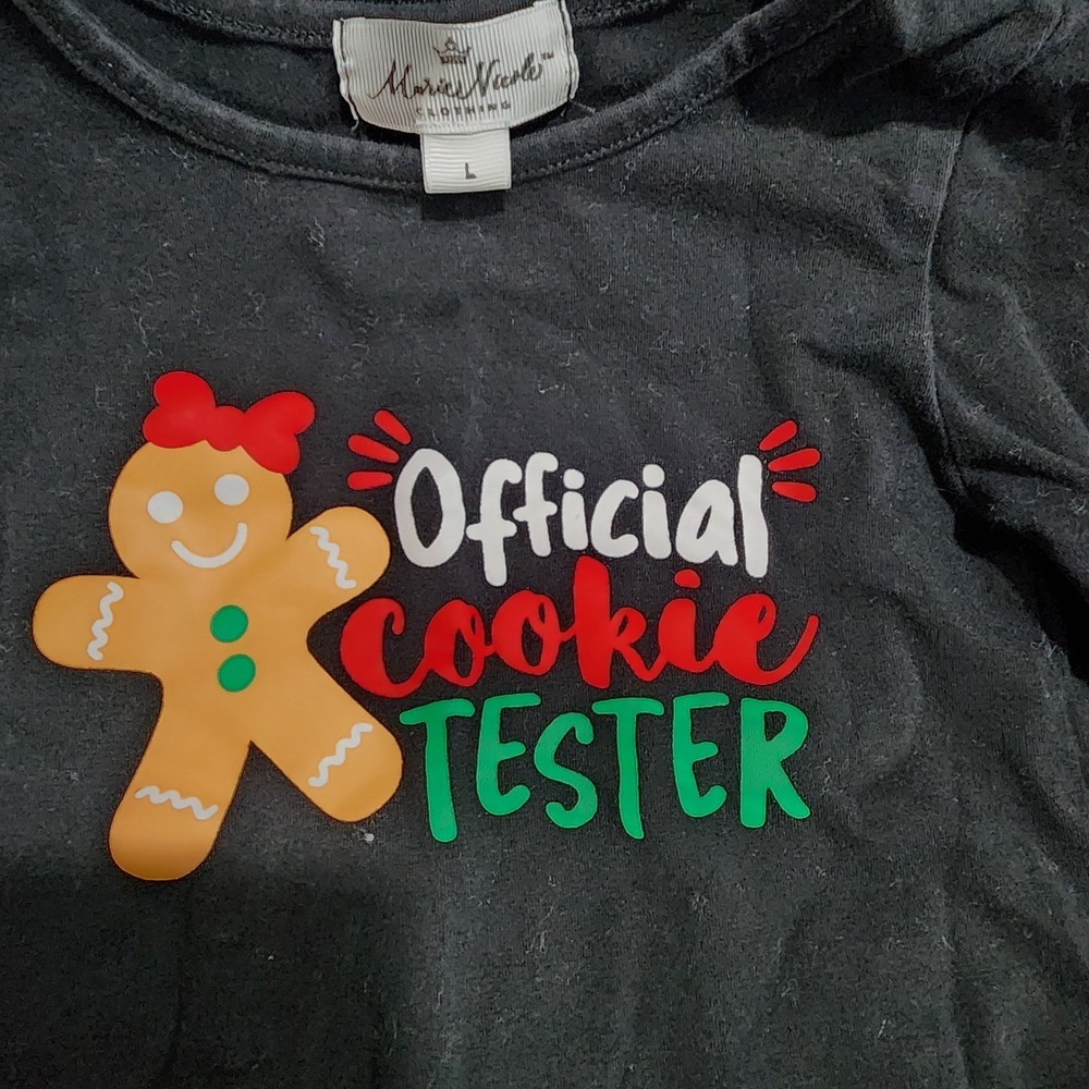 Kids Toddler Little Girl‎ Long Sleeve Gingerbread Cookie Tester Top Size L